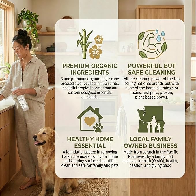 Non-Toxic Bathroom Cleaner 3 Pack (Stone, Glass, Tile) - Natural Organic Ingredients that Truly Perform - Light Coconut & Wood Scent