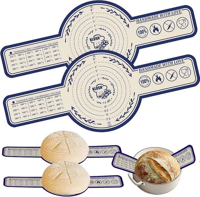 Large Silicone Bread Sling for Dutch Oven, 2 Pack (10" Round) – Non-Stick & 500°F Heat Resistant Sourdough Mat, Easy to Clean, Reusable Food-Grade Sourdough Sling – Fits 7 qt and up Dutch Ovens