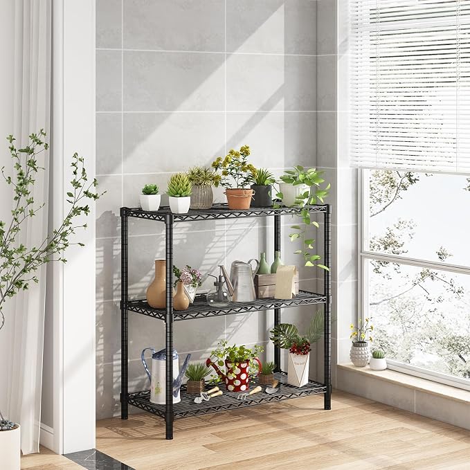 ROOMTEC 3-Tier Wire Shelving Unit,40" W*16" D*36" H,Max Load 1200 lbs | Small Garage Shelves,Adjustable Storage Rack, Metal Shelf for Kitchen, Pantry, Laundry Room, Basement