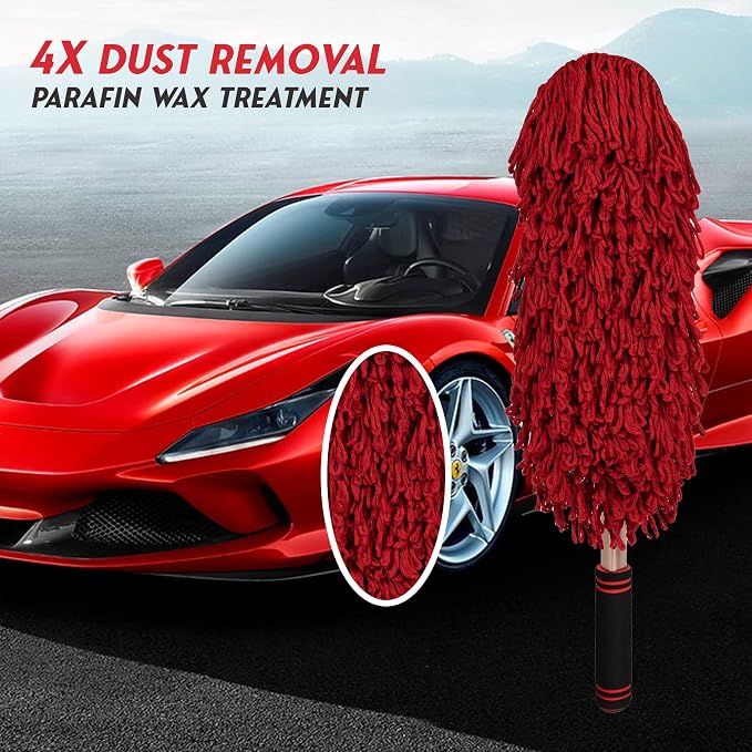 Car Duster Exterior Scratch Free,Soft Car Brush Kit for Truck,SUV,RV and Motorcycle,Wax Cotton Hair,Dusters with Extendable Handle,Duster for Cleaning,Dust Pollen Removing,No Lint
