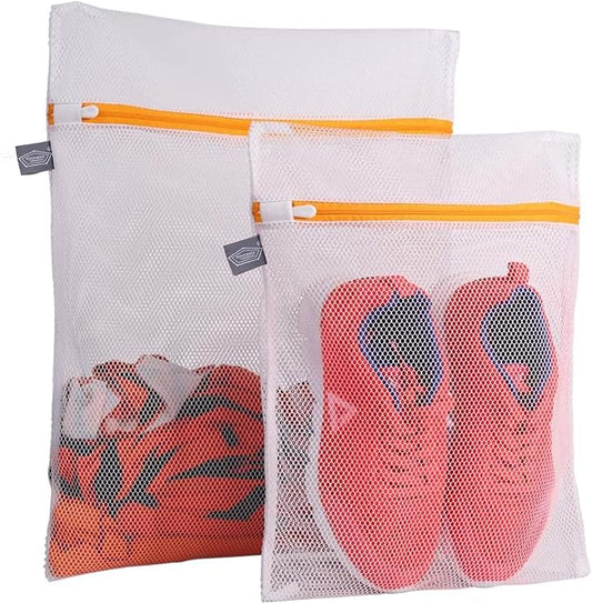 Laundry Bags Mesh Wash Bags, Lingerie Bag for Washing Delicates,M+L | Garment Bag for Washing Machine, For Scarf, Socks, Shirts, Small Toys, Orange Zipper, Tumble Dryer Safe