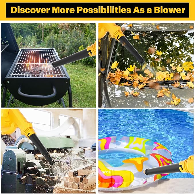 Dinftin Electric Diatomaceous Earth Duster Compatible for DeWalt 20V Battery(Battery Not Included), Garden Dust Applicator with 1L Capacity and 7.5" Nozzle, Versatile Leaf Blower & Powder Sprayer