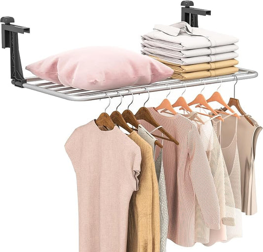 Giantex Portable Clothes Drying Rack, 31" Aluminum Hanging Laundry Rack with Adjustable and Foldable Brackets, Radiator Airer, Indoor Outdoor Towel Rack for Balcony Railings, Windowsill