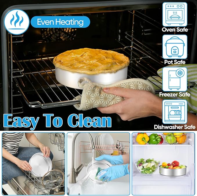 TeamFar 7 Inch Cake Pan, Stainless Steel Round Layer Cake Baking Pan Tin for Birthday Wedding, Non-Toxic & Heavy-Duty, Mirror Finish & Leak Proof, Oven & Dishwasher Safe