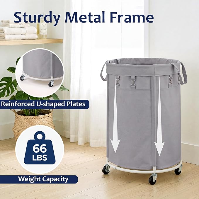 150L Large Capacity Rolling Laundry Basket Hamper with Wheels, Clothes hamper and Removable Bag for Home, Laundry Room, Bedroom, Bathroom, Apartment, Dorm