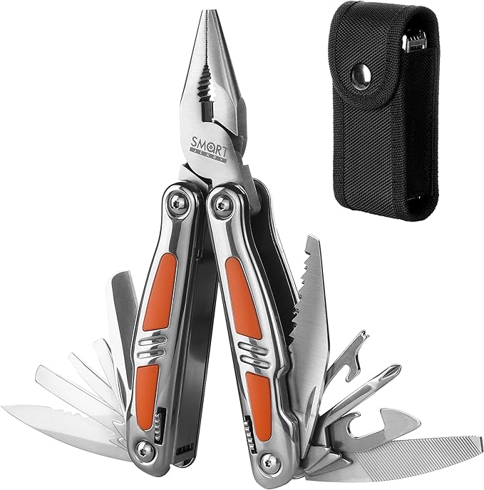 Multitool Pliers, Foldable 14-in-1 Multi Tool Gift for Dad, Father, Husband | Small Pocket Knife Multitool, Mini Utility knife, Folding Pliers with Sheath, EDC Multitool Knife, Self-Locking Design