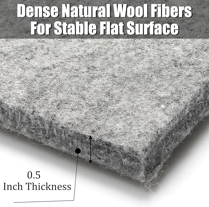 Nicunom Wool Pressing Mat, 17" X 36" Large Quilting Ironing Pad Natural Wool Ironing Mat for Quilters, Wool Felted Mat for Quilting, Sewing, Crafting