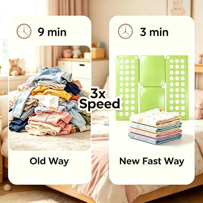 Mini Toddler Shirt Folding Board - Ages 1-7 Teal, Builds Independence | great for Montessori laundry, lightweight PP, smooth rounded edges, quick & simple, develops confidence & skills, stores flat