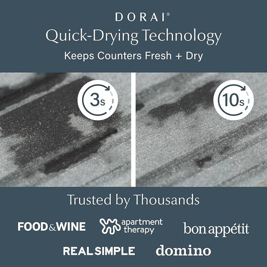 Dorai Home Stone Kitchen Sink Caddy - Diatomaceous Earth Sink Tray with Stainless Steel Feet, Water-Absorbing Countertop Organizer for Kitchen or Bathroom - Ash