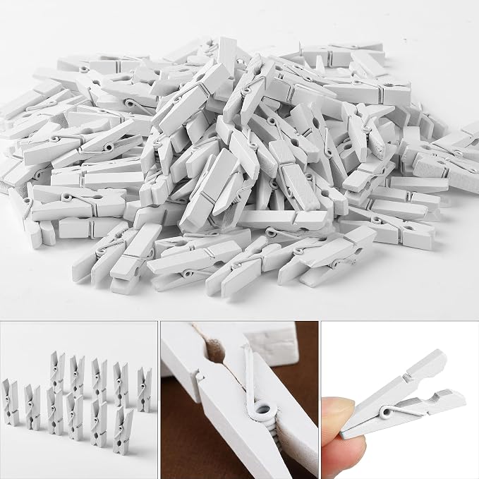 Mr. Pen- Mini Wooden Clothes Pins, 1.4 Inch, 132 Pack, Natural Wood Clips for Crafts, Classroom Projects, Hanging Photos, Chip Bags, Decoration, Rust Resistant Spring