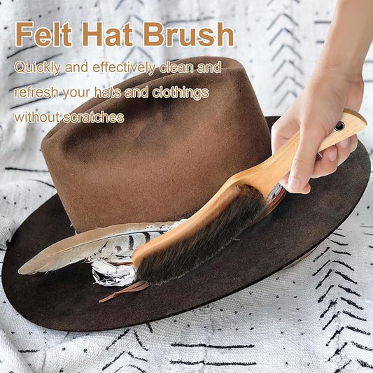 Felt Hat Brush,Felt Hat Cleaner Horse Hair Cowboy Hat Brush Cleaning Kit Hat Brush,Cowboy Hat Cleaner Easily Removes Dust Fuzz and Lint for Shoes Hats,Clothes,Baseball Caps