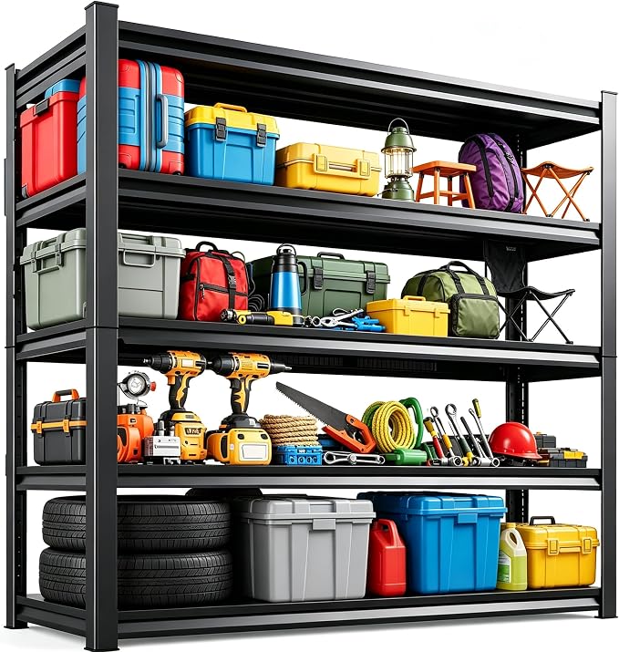 Garage Shelving, Heavy Duty Adjustable Boltless Metal Storage Shelving Units