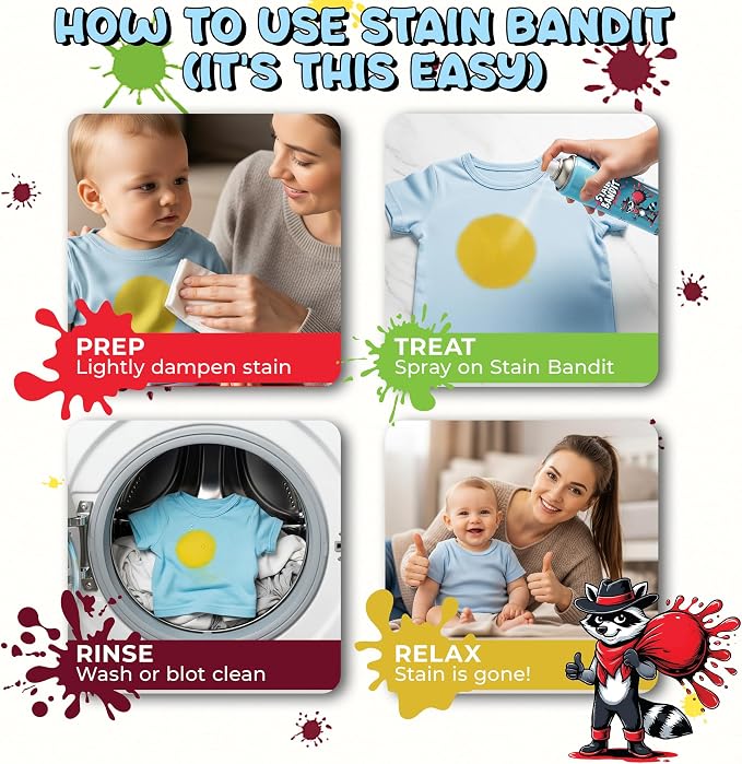 Stain Remover Spray, 360° Continuous Spray Bottle, 15 Oz (Pack of 2) | Non-Toxic, Stain Remover Family Safe Formula, Effective Stain Cleaning Spray for Clothes, Carpet, Seats, Friendly Packaging