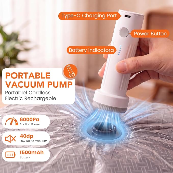 Space Saver Vacuum Storage Bags,Reusable Compression Bags with Electric Pump, 15 Pack 3 Sizes Airtight Seal Bag for Clothes,Comforters, Blankets,Travel Essentials,Closet Organizer for Home
