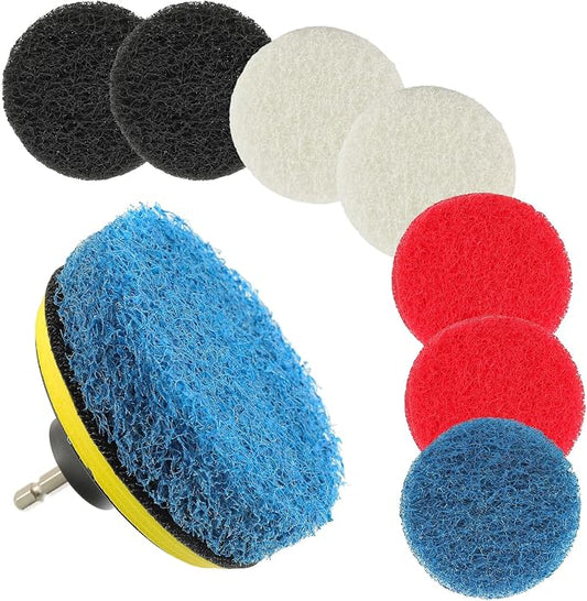 4 Inch Drill Brush Scrub Pads Cleaning Kit, 5X Faster Cleaning, Reusable Double Sided Scrub Pad for Bathroom Shower Tub Tile Grout Kitchen Toilet Hard Surfaces, 9 Pack(Mix Color)