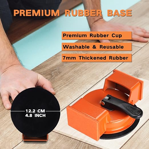 REXBETI Floor Gap Fixer Tool, Plank Gap Repair Kit, Heavy Duty Suction Cup | Double 90° Widened Striking, 10Pcs Sticky Pads, Laminate Flooring Tool, Fixer Laminate/Vinyl Flooring/Hardwood/LVP