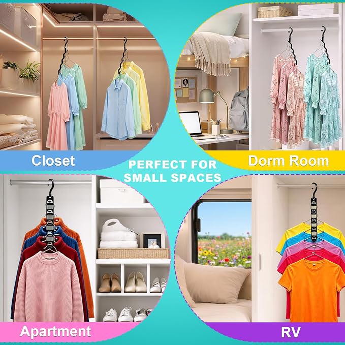Closet Organizers and Storage,Upgraded Organization and Storage Clothes Hanger,College Dorm Room Essentials,Sturdy Closet Organizer Home Essentials Space Saving Hangers (Multicolor, 16 Pack)