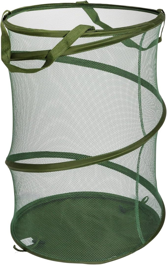 Household Essentials Pop-Up Mesh Laundry Hamper, Olive Green
