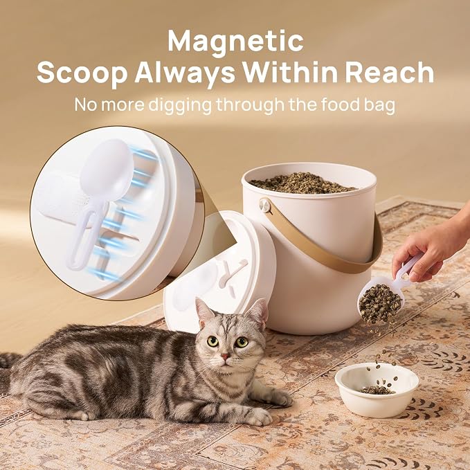 smartoo Vacuum Cat Dog Food Storage Container 10 lb/10.6 Qt, Airtight Dry Dog & Cat Food Bin with One-Button Vacuum Sealing, Magnetic Scoop Incl., BPA-Free, Durable Storage with Rechargeable Battery