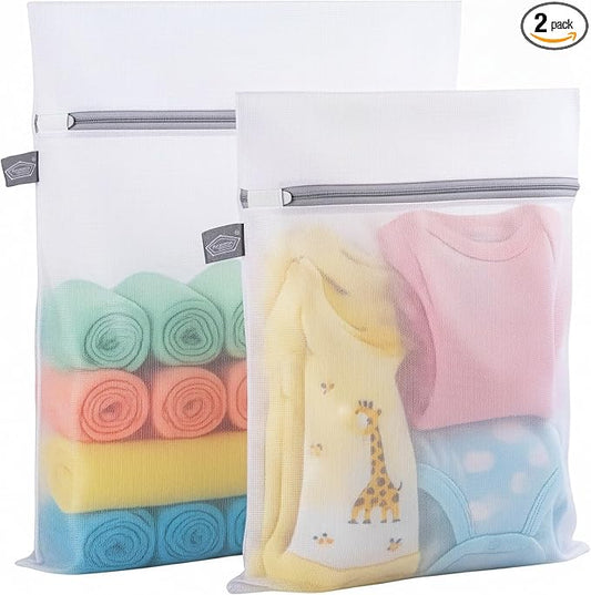Laundry Bags Mesh Wash Bag, Mesh Bag for Laundry, 1L+1M | shoe washing bag for socks, activewear, baby clothes and small garments to reduce tangling