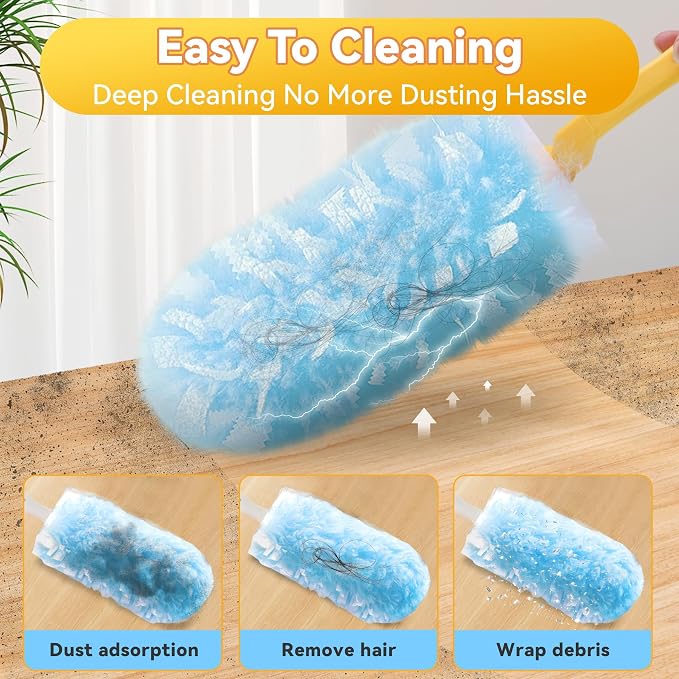Tiumso 30 Count Duster Refills Dusters for Cleaning Compatible with Swiffer | 360° Heavy Duty Microfiber, 5X Electrostatic Dust Capture, Ideal for Furniture, Corners & Ceiling Fans, Refills Only