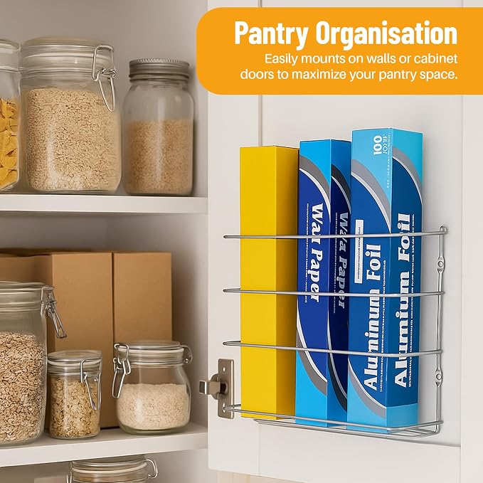 Evelots Kitchen Wrap & Food Bag Organizer Basket, Wall or Cabinet Door Mount, 4-Pack - White
