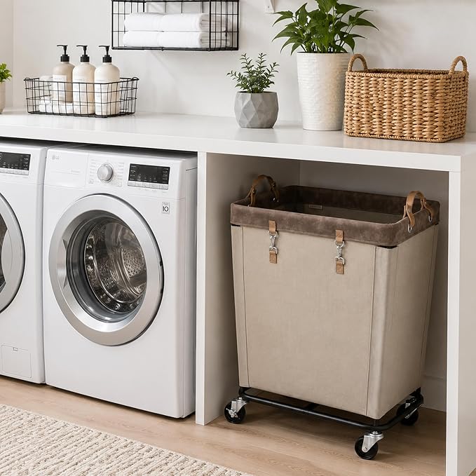 StorageWorks 210L Laundry Basket with Wheels, Rolling Hampers for Clothing