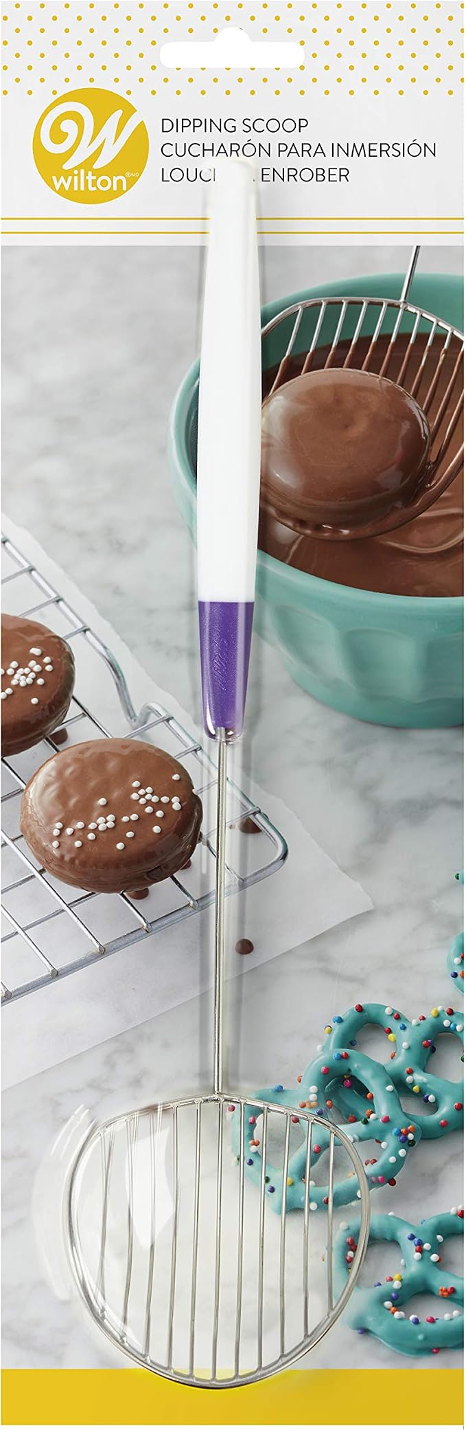 Wilton Candy Melts Chocolate Dipping Scoop, Candy Making, Stainless Steel Dipping Scoop With Angled Handle, Melting Chocolate Candy Melts (Multicolor)