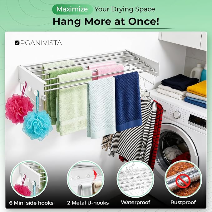 Wall Mounted Drying Rack Foldable for Laundry Clothes Drying Rack 28"