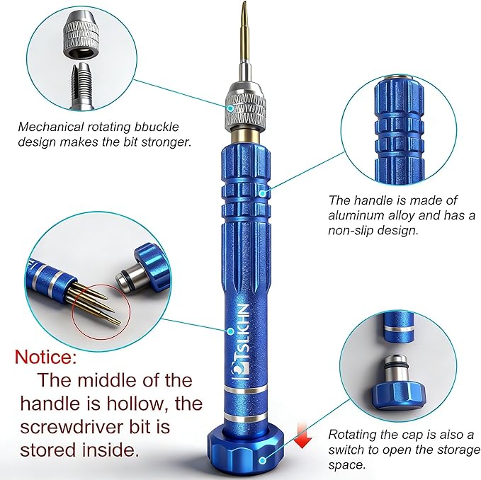 5-in-1 Multifunctional Small Screwdriver, PTSLKHN S2 Steel Magnetic Screwdriver Kit for Eyeglass, Sunglasses, Electronics, Cellphone, Jewelry and More