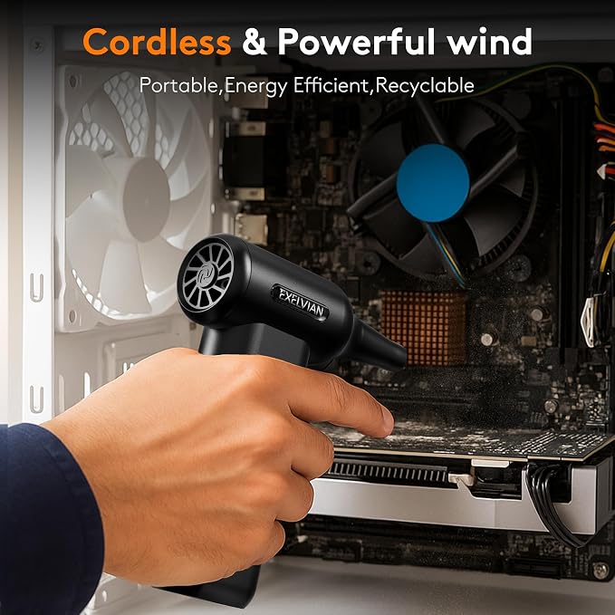 Compressed Air Duster Electric : 150000RPM 10000mAh LED 6-Gear Adjustable Keyboard Cleaner, Wireless Rechargeable Duster for Computer Keyboard Cleaning