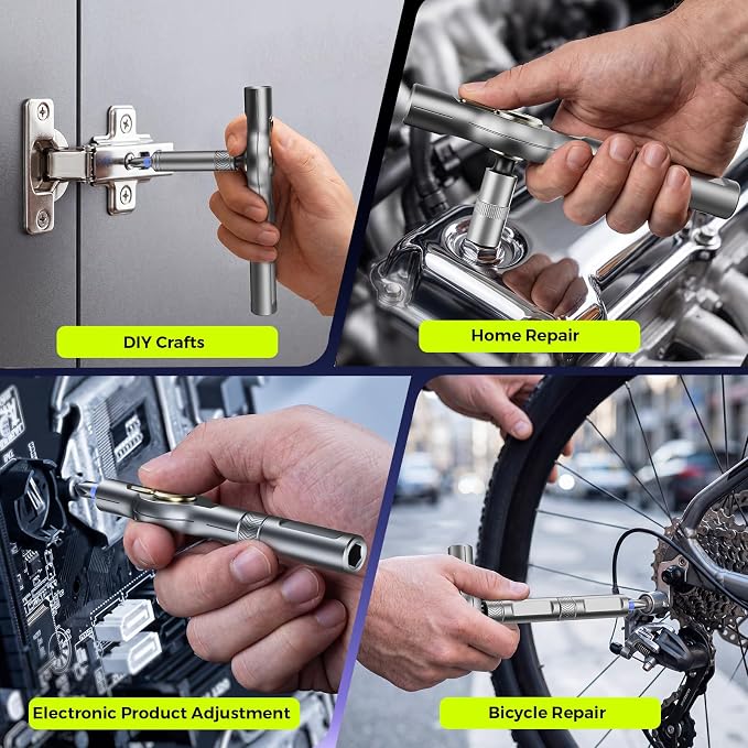 25 in 1 Magnetic Ratchet Screwdriver Set, S2 Steel Bits & 7 CR-V Sockets, Flexible Shaft, Magnetic Multi Bit Screwdriver Kit with Case for Furniture, Electronics, Bicycle & Home Repair