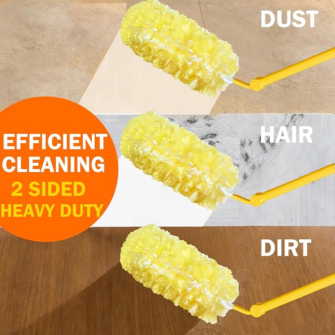 Heavy Duty Duster Refills for Swiffer Duster, 60 Count, Large | Extra Thick, Fluffy & Soft, 360° Duster Refill Only, Multisurface Duster for Dusting Furniture, Fans, Blinds, Corners, Yellow