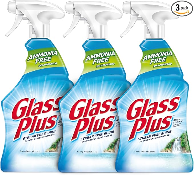 Glass Plus Glass Cleaner, 32 fl oz Bottle, Multi-Surface Glass Cleaner (Pack of 3)