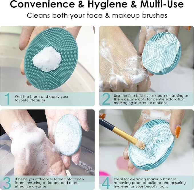 4 Pack INNERNEED Silicone Face Scrubber for Deep Cleansing and Exfoliation | Hygienic Food-grade Soft Facial Cleansing Brush, Gentle for All Skin Types, Blackhead Remover, Portable