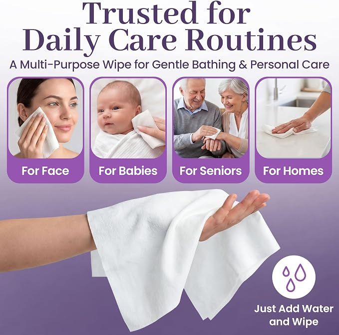Disposable Dry Wipes, 100 Pack – Ultra Soft Non-Moistened Cleansing Cloths for Adults, Incontinence, Baby Care, Makeup Removal – 9.5" x 13.5" - Hospital Grade, Durable – by ProHeal