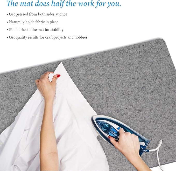Wool Pressing Mat for Quilting17" x 13.5" Felt Ironing Pad 3/8" Thick,100% New Zealand Wool for Ironing, Sewing,Cutting on Ironing Board,Tabletop,Dryer,Countertop