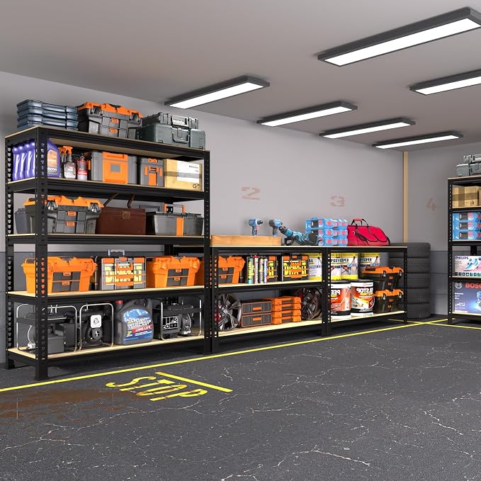 PrimeZone Garage Storage Shelves, 5 Tier Adjustable Metal Shelving, 2 Pack | 31.5"W x 16"D x 63"H, Power-Coated Heavy Duty Steel Frame, Detachable, Freestanding Shelf for Kitchen, Pantry, Basement, 2PCS