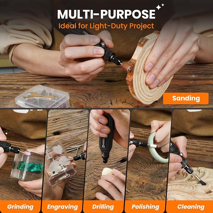 HARDELL Mini Cordless Rotary Tool, 4V 5-Speed Portable Rotary Tool with 43 Accessories, Type-C Charging DIY Craft Tool for Sanding,Carving, Polishing, Jewelry,3D Priting