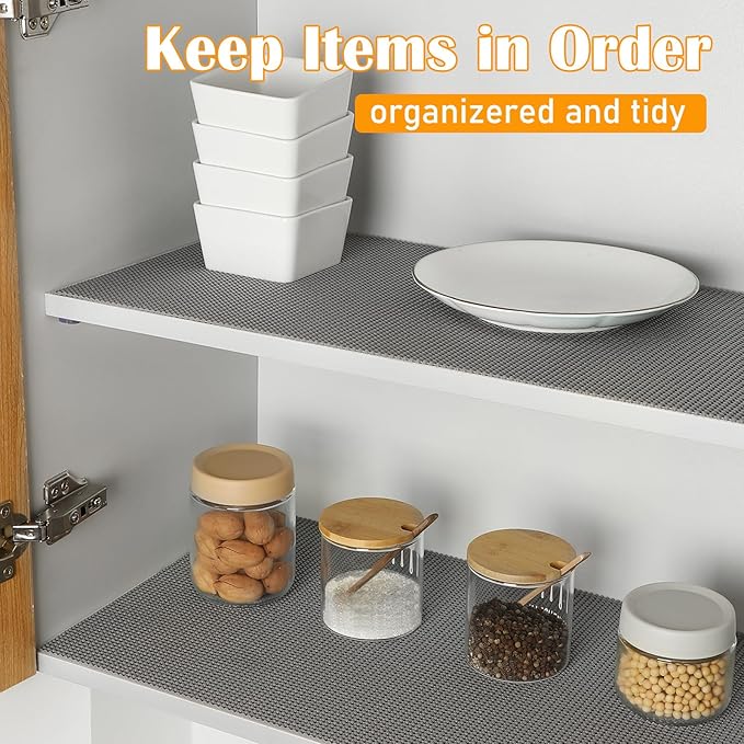 Songrey Non-Slip Shelf Cabinet and Drawer Liner, 20IN x 20FT, Cream | No Adhesive Residue, Strong Grip, Thick PVC Mat, for Kitchen Shelves, Bathroom Drawers, Home Essentials, Snip to Fit