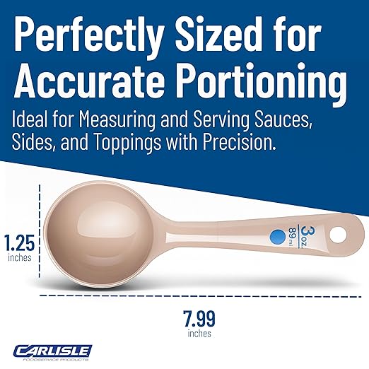 Carlisle FoodService Products Measure Miser Plastic Measuring Spoon with Short Handle, 3 Ounces, Beige - (Pack of 12)