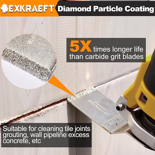 EXKRAEFT 14 PCS Grout Removal Tool Blades for Grout Removal Tile Mortar Concrete Masonry, Diamond Oscillating Tool Blade Fit Milwaukee Ryobi Rockwell Fein