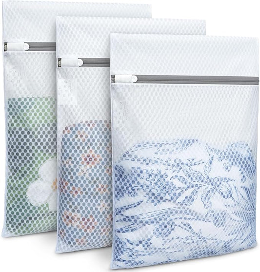 BAGAIL Laundry Bags Mesh Wash Bag for Intimates Lingerie and Delicates,3Pcs(Honeycomb,3L)