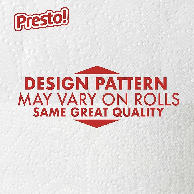 Amazon Brand - Presto! Ultra-Strong 2-Ply Toilet Paper, 12 Mega Rolls = 60 Regular Rolls, 308 Sheets Per Roll, Unscented