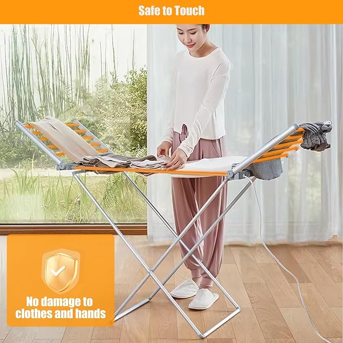Folding Electric Heated Clothes Drying Rack, Laundry Drying Rack, 45-55℃ Constant Temperature Heated Drying Racks Free Standing Heating Garment Dryer, Space Saving(Heated Clothes Hanger)