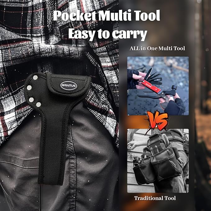 18 in 1 Multitool Camping Accessories Gifts for Men Survival Gear | Camping Multi Tool with Axe Hammer Saw Screwdrivers Pliers Bottle Opener Stocking Stuffers Gifts for Men Dad Him