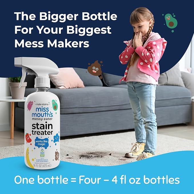Miss Mouth's Messy Eater Stain Treater Spray, Laundry Stain Remover, 16 Oz | Newborn & Baby Essentials; Cleans Off Food, Grease, Coffee; Use on Laundry, Underwear, Fabric