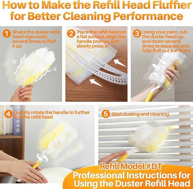JOYMOOP Disposable Electrostatic Duster for Cleaning, with 2 Handles & 48 Ct Yellow Heavy Duty Refills for Swiffer Feather Duster, Household Cleaning Tool for Electronics, Dusting Furniture, Blinds