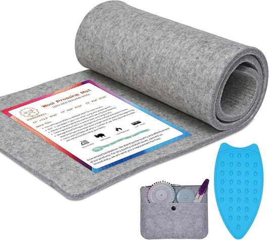 Wool Pressing Mat for Quilting15 x 54 XL Extra Large Felt Ironing Pad 3/8" Thick, 100% Natural Wool Heat Resistant for Ironing, Sewing, Cutting on Ironing Board, Tabletop, Dryer, Countertop