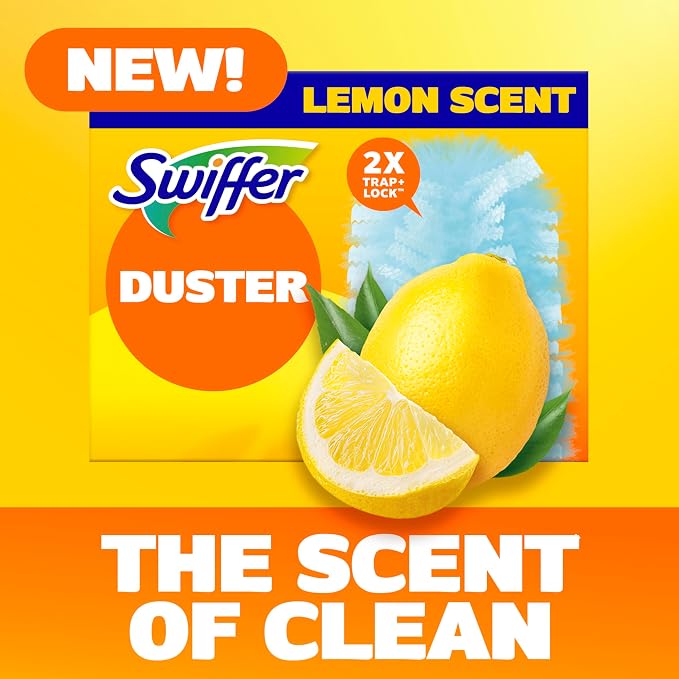 Dusters Refill for Cleaning, Feather & Microfiber Duster Disposable Alternative, for Dusting Furniture, Blinds, Ceiling Fans, Walls, Helps Remove Allergens, New Lemon Scent, 18ct